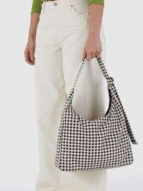 Baggu Nylon Shoulder Bag - black & white gingham